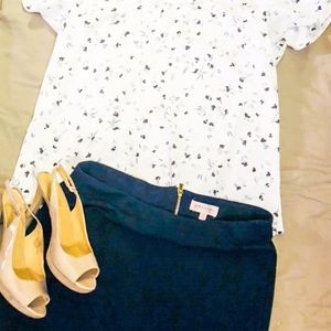 Navy Blue Philosophy Ponte Pencil Skirt